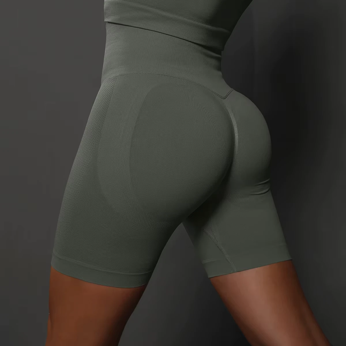 Legging short push up sans couture gris
