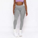 Legging Sculpt Scrunch taille haute gris clair face