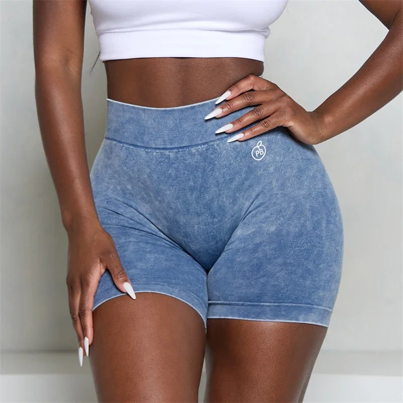 Short de sport push up scrunch bleu