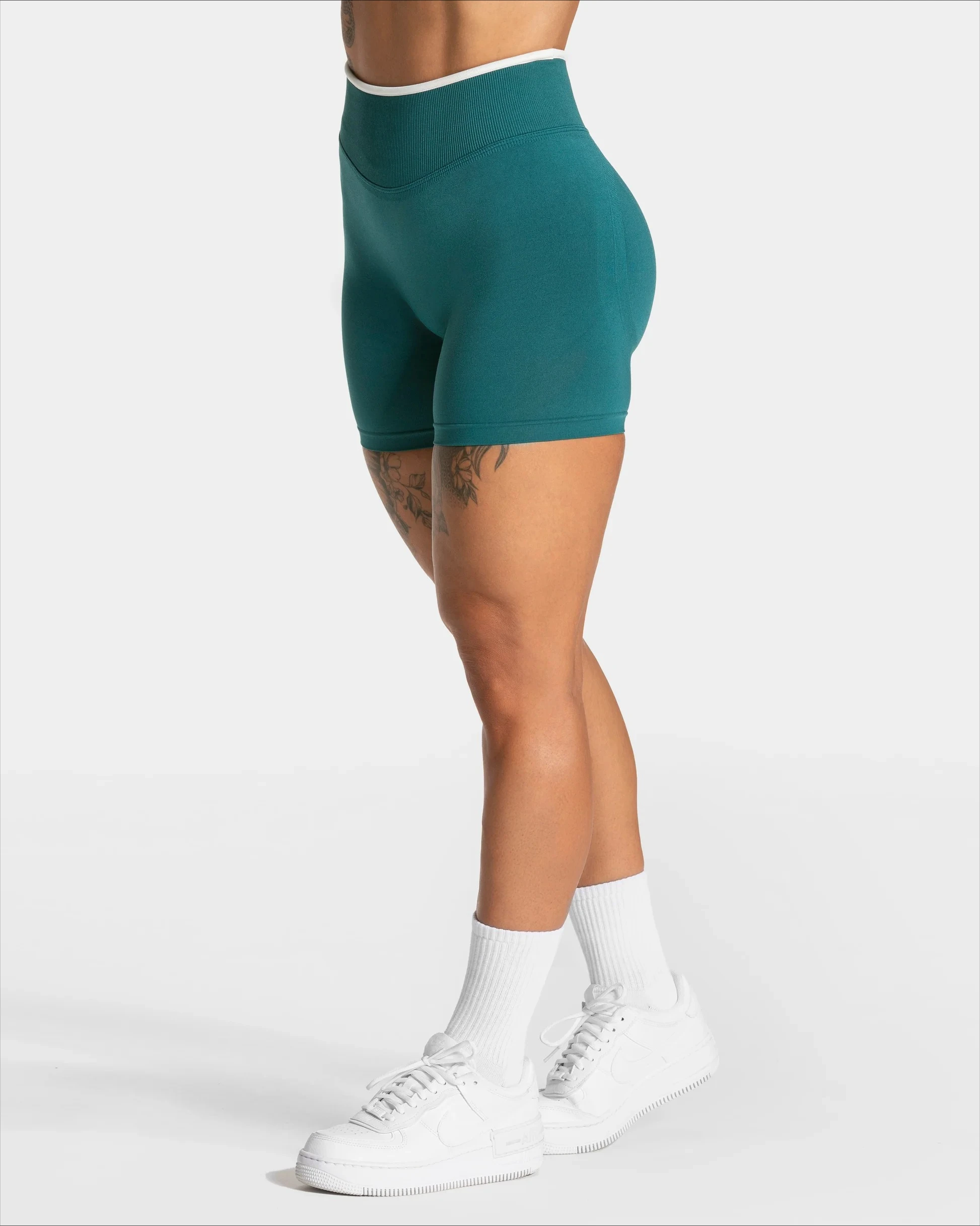 Short de sport taille haute sans couture vert