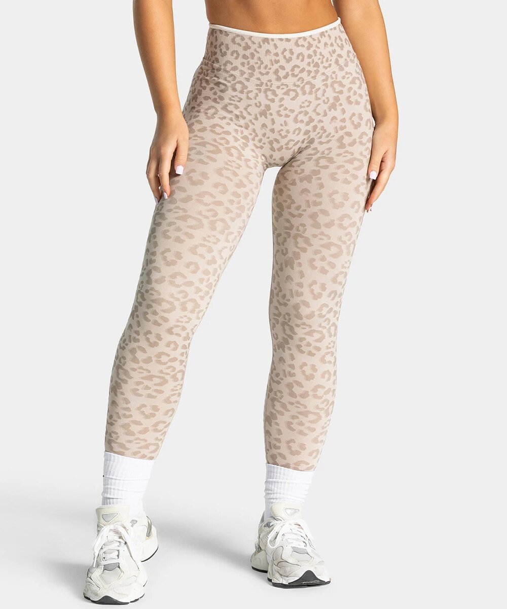 Legging sans couture imprimé léopard, effet push-up